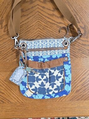 Fossil Canvas Floral Crossbody Bag with Leather Trim
